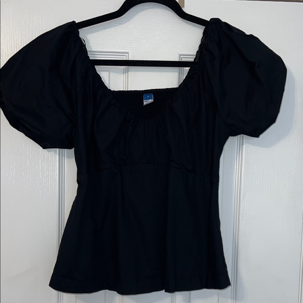 Old Navy Elegant Black Puff Sleeve Top